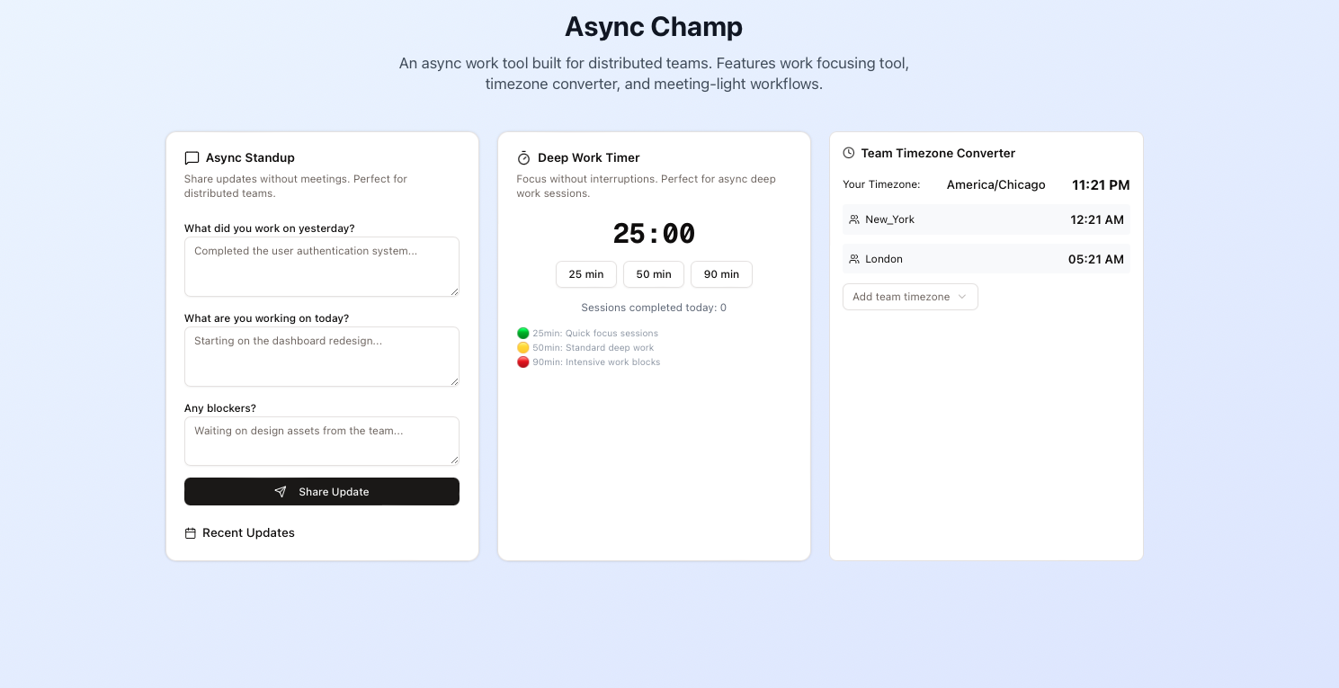 Webpage screenshot for Async Champ